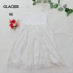 グラシア キャミソールワンピース ひざ丈 チュール 花柄 白 M ハニーズのサムネイル