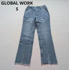GLOBAL WORK ハイウエスト デニム パンツ ゴムウエスト S 綿