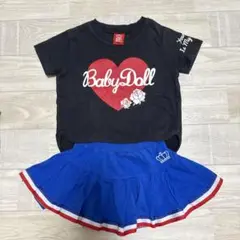Baby-Doll ハートプリント Tシャツとスカートセット 100cm