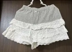 ハッシュアッシュ　レースフリルショートパンツ　ホワイト　120㎝