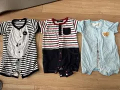 ベビー服 3点セット ロンパース ストライプ クマの顔プリント