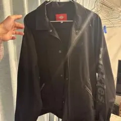 Dickies ブラック ナイロンジャケット M 袖ロゴDickiesプリント