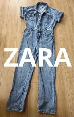 ZARA ザラ デニム オールインワン ジャンプスーツ つなぎ 半袖