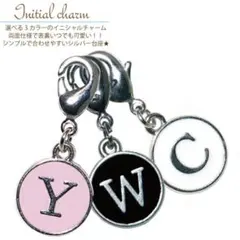 10個　イニシャルチャーム カニカン付 シルバーベース モチーフ パーツ