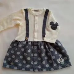 ミッキーマウス disney ワンピース 水玉 ドット ホワイト グレー