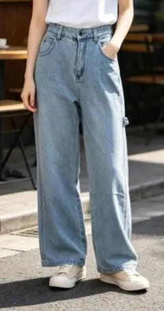 JAVA ジャバ ワイドデニムパンツ M ライトブルー ハイウエストバギーパンツのサムネイル