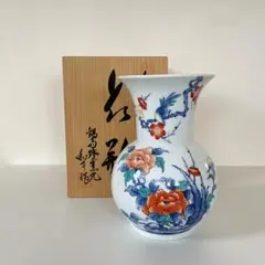 【有田焼 鍋島焼 梅牡丹 和泉作】アンティーク 新品 花器 壺 床の間 有田焼 鍋島焼 梅牡丹 和泉作】アンティーク 新品 花器 壺 床の間