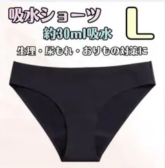 吸水ショーツ 吸水 サニタリー シームレス ノーマル 【L】 ブラック おりもの