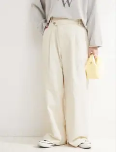 ⭐︎未使用⭐︎ ベーセーストック　リネンライクツイードアシメラップタックパンツ S