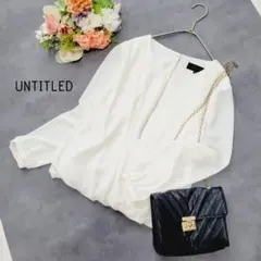 UNTITLED＊アイボリー　袖シアー長袖ブラウス♪サイズ2