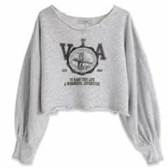 JEANASIS ジーナシス　ショート丈　スウェット グレー カットオフのサムネイル