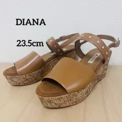 美品 DIANA スタッズ ウェッジソール サンダル ブラウン 茶 23.5のサムネイル