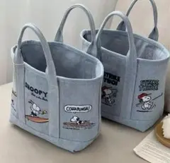 【新品】【最安値】スヌーピー 刺繍 トートバッグ デニム 野球 サーフィン