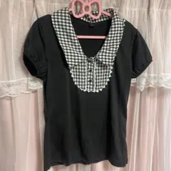 SHEIN ギンガムチェック ブラック トップス ブラウス Lサイズ 量産系