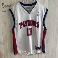 Reebok リーボック 刺繍 タンクトップ NBA ピストンズ 白 L 美品のサムネイル