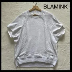 ✨BLAMINKブラミンク吊り裏毛ロゴ ショート リブスウェット黒mr893