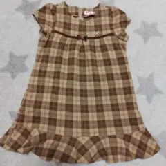 ミキハウス　110cm　スワロフスキー　ワンピース　チェック　フリル