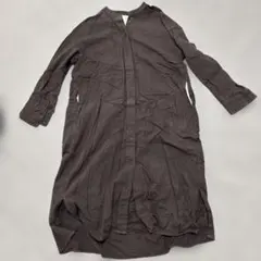無印良品ロングシャツワンピース L ブラウン系 羽織り