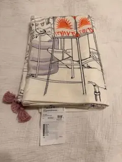 IKEA アートプリントラグ　膝掛け　100%コットン