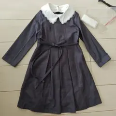 入学式小学校受験フォーマルワンピース 110 115 120 グレー 長袖