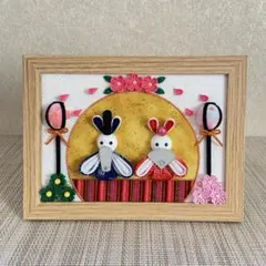 【6】季節の飾り　ひな祭り　桃の節句　初節句　フレーム　ちりめん細工　つまみ細工