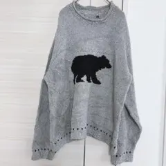 レディース クマ刺繍 グレー ニットセーター XL カジュアル　かわいい