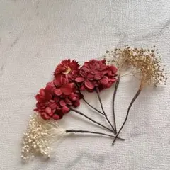 ドライフラワー パール 金箔【髪飾り3種セット】