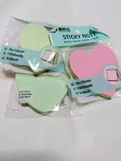 新品 ハート 付箋 カラフル メモ帳 セット ピンク グリーン 勉強 仕事用