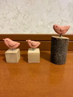 木製 鳥の置物 3点セット