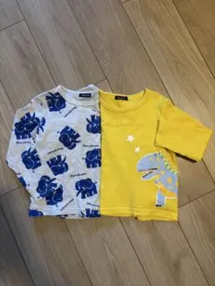 「110」Moujonjon恐竜と象プリント Tシャツ 2枚