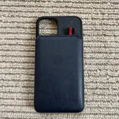 iPhone11proケース　カード入れ　本革　ネイビー