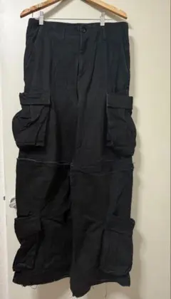 【完売品】GRANCY ジップデザインカーゴパンツ 黒 L