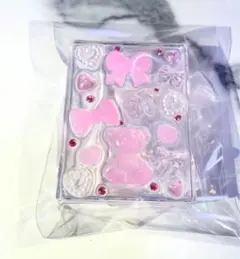 レジンデコケース　レジン　くまちゃん×ピンク