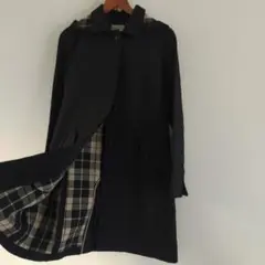 grove フード付きコート 春秋用 黒×チェック
