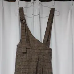 チェック柄オーバーオール