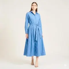 Theory /アシンメトリー コットン シャツロングワンピース洗える 