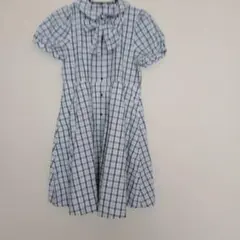 mezzo piano　チェック柄リボン付き半袖ワンピース