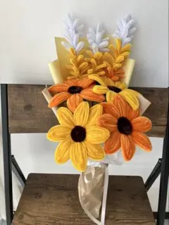 枯れないモールフラワー 花束 ブーケ 黄色、オレンジ系