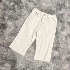 未使用級『DAMA collection』デニムパンツ　白　クロップド丈　綿　S