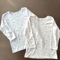 肌着　インナー　長袖シャツ　2枚組　120㎝ リボン　ピンク　パープル　女の子