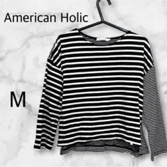 アメリカンホリック ボーダー長袖Tシャツ 【M】ブラック