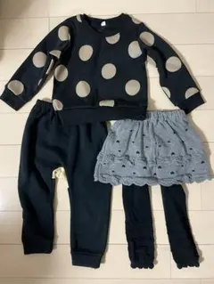 水玉模様スウェットとアンパンマンのズボン　レギンス付きスカートセット 95cm