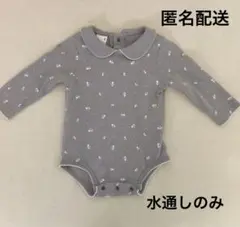 グレー 花柄ロンパース 80cm