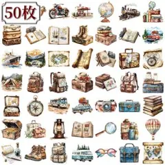 50枚 海外 旅行系 PET ステッカー シール トランク 地図など コラージュ