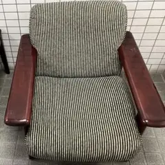 karimoku カリモクファニチャー ストライプウッドアーム1人掛けソファ