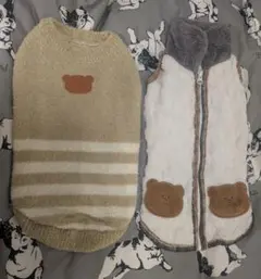 犬服 2着セット 3L ロング用①クマニット・ボア風コートのサムネイル