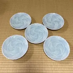 和食器　平皿　波しぶき　高台　中皿　美品　5客セットのサムネイル