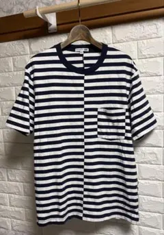 ユニクロJW ANDERSONアシンメトリー胸ポケットボーダーTシャツMユーズド