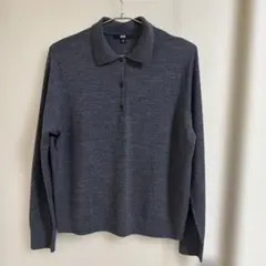 ユニクロUNIQLO ニットポロシャツ　XL グレー