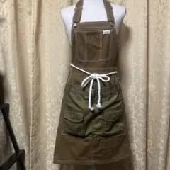 ハンドメイドブラウンエプロン ポケット付き